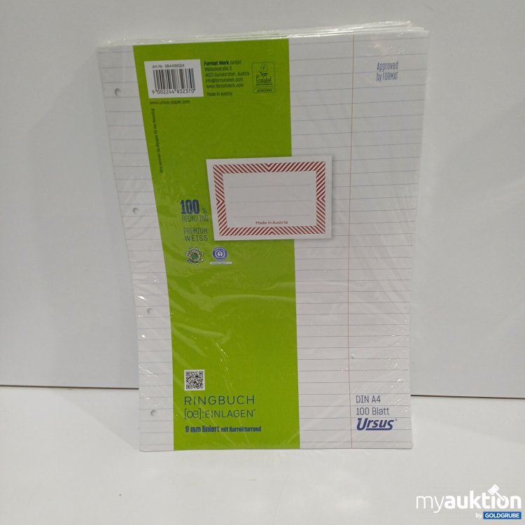 Artikel Nr. 895001: Ursus OE Ringbucheinlagen im Format DIN A4, 3x100Blatt