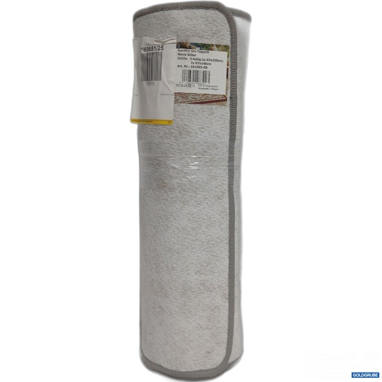 Artikel Nr. 888003: Kurzflor Uni Teppich Nasty Silber 3tlg. 1x 67x250cm, 2x 67x140cm 
