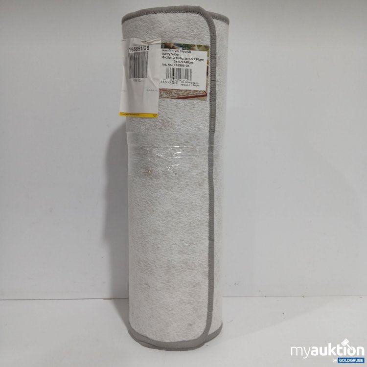 Artikel Nr. 888003: Kurzflor Uni Teppich Nasty Silber 3tlg. 1x 67x250cm, 2x 67x140cm 