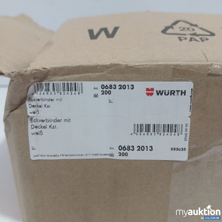 Artikel Nr. 446004 Artikel Nr. 446004: Würth Eckverbinder Deckel Kst. Weiß ca 200stk