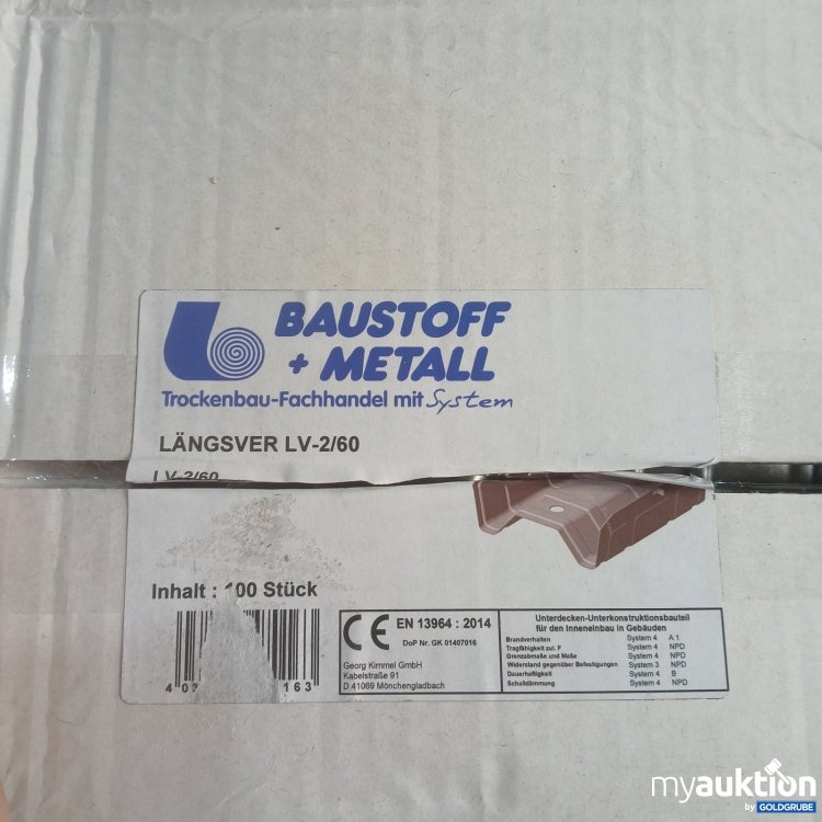 Artikel Nr. 469004 Artikel Nr. 469004: Baustoff Metall Längsver LV-2/60 100Stk