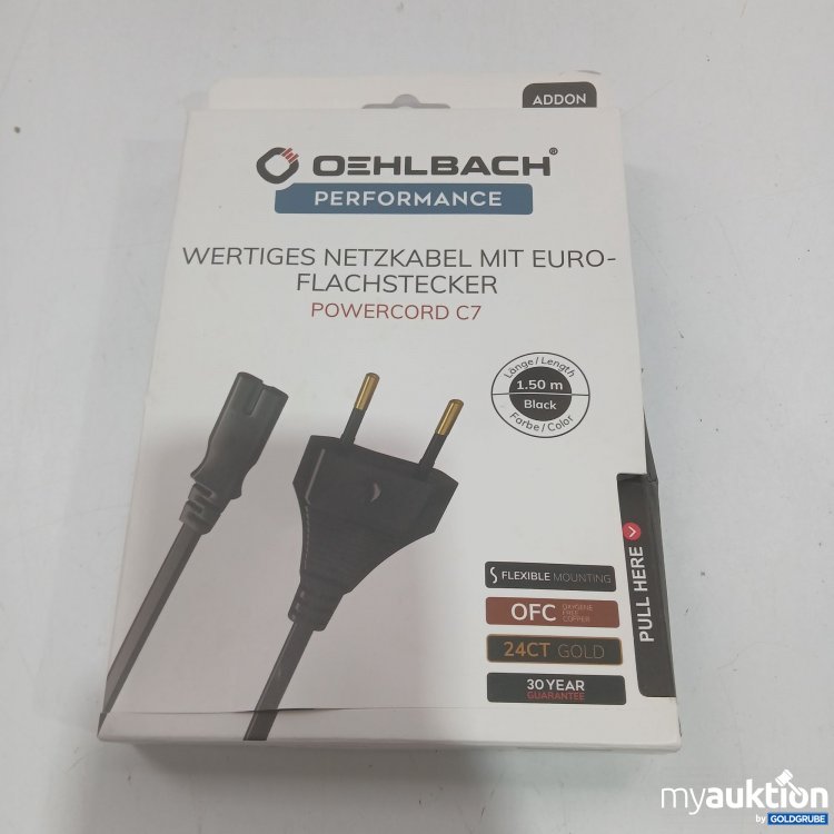 Artikel Nr. 911006 Artikel Nr. 911006: Oehlbach Wertiges Netzkabel mit Euro-Flachstecker Powercord C7