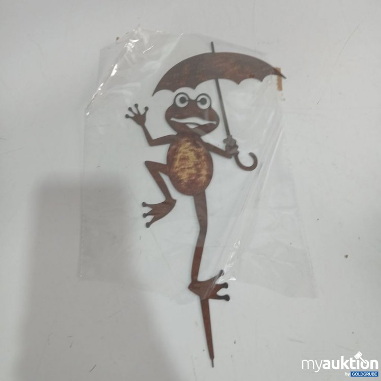 Artikel Nr. 920006: Deko-Frosch mit Regenschirm rostig ca. 30cm