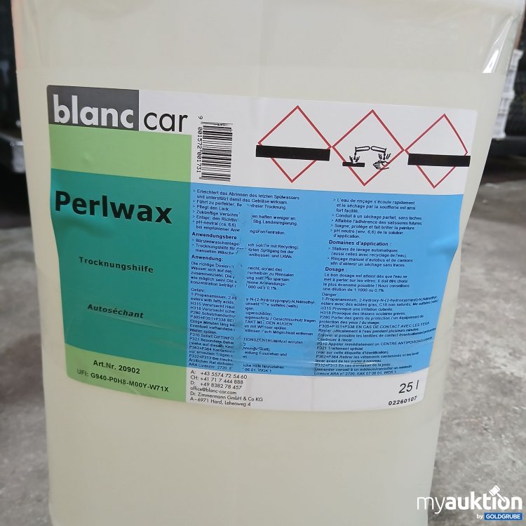 Artikel Nr. 461007 Artikel Nr. 461007: Blanc Car Perlwax Trocknungshilfe 25l