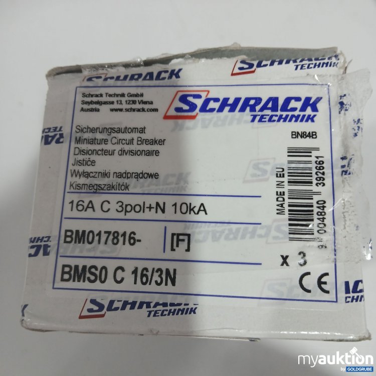 Artikel Nr. 519009 Artikel Nr. 519009: Schrack Sicherungsautomat 16A C 3pol+N 10kA BM017816