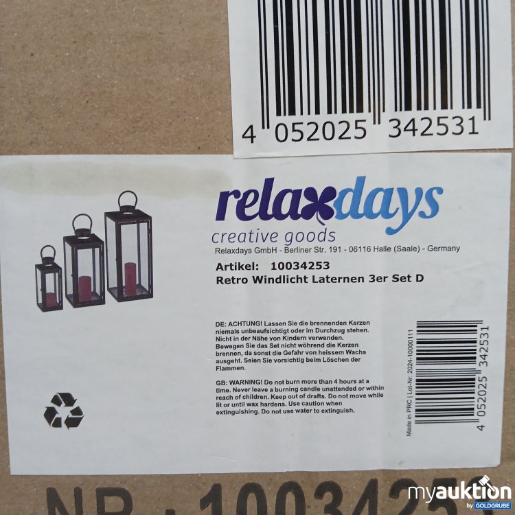 Artikel Nr. 813009: Relaxdays Retro Windlicht Laterne 3er Set D