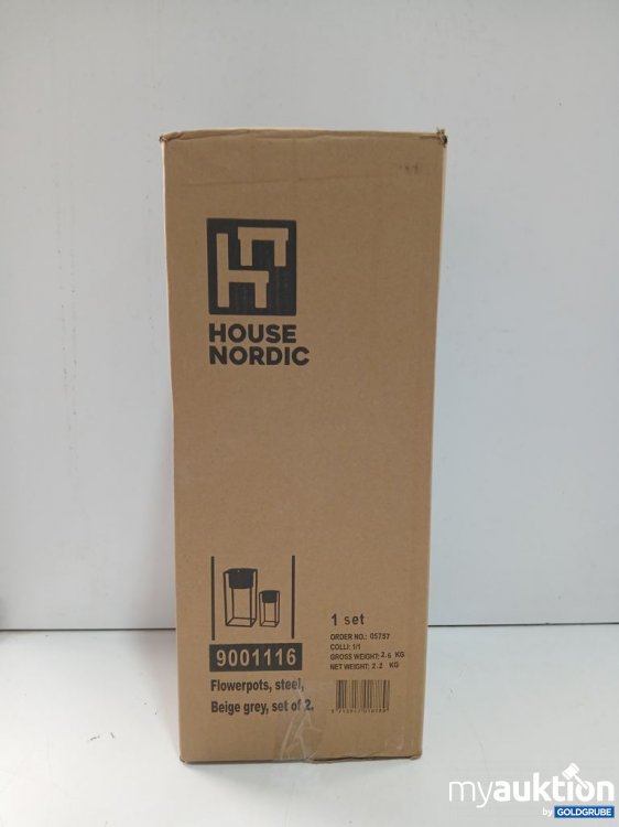 Artikel Nr. 447011 Artikel Nr. 447011: HOUSE NORDIC Flowerpots steel Beige grey set of 2. 9001116