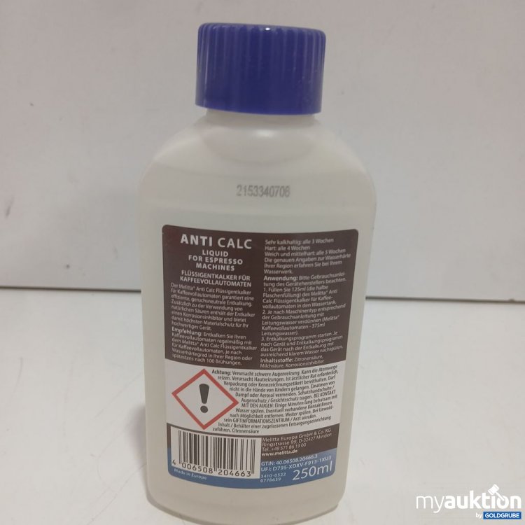 Artikel Nr. 938012: Melitta Anti Calc Liquid Entkalker 250ml