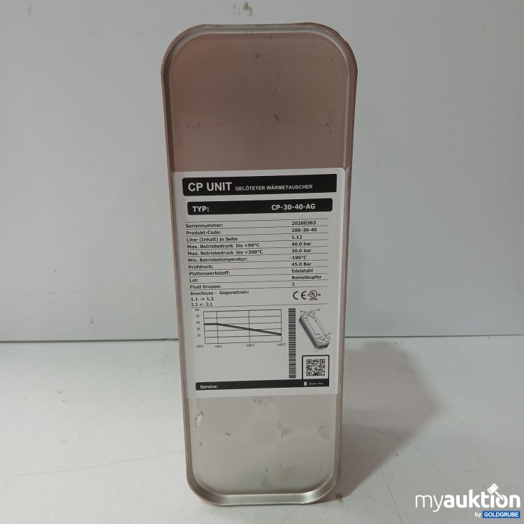 Artikel Nr. 461013 Artikel Nr. 461013: CP Unit Gelötet Wärmetauscher CP-30-40-AG