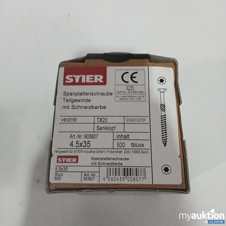 Artikel Nr. 844013 Artikel Nr. 844013: Stier Spanplattschraube Teilgewinde mit Schneidekerbe TX20 4.5x35 500Stk