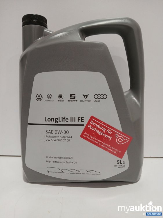 Artikel Nr. 960019: Longlife ||| FE SAE Hochleistungsmotoröl OW-30 VW 504 00/507 00 5l