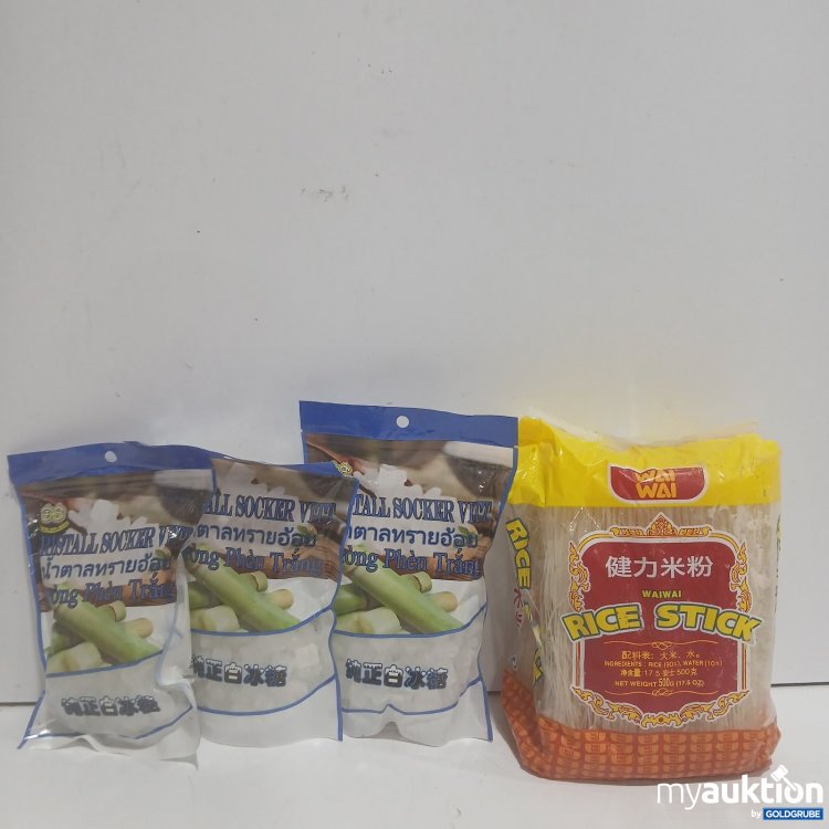 Artikel Nr. 479020 Artikel Nr. 479020: Asiatischer Kristallzucker 3x300g, Rice Stick 500g Verpackung verschmutzt