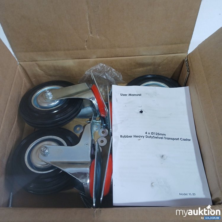 Artikel Nr. 957020: Rubber Heavy DutySwivel Transport Castor 4x ø125mm 