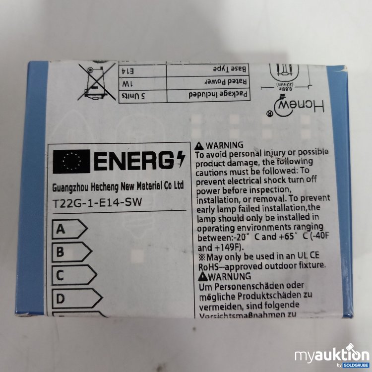 Artikel Nr. 822022: LED T22G-1-E14-SW, 5Stk.