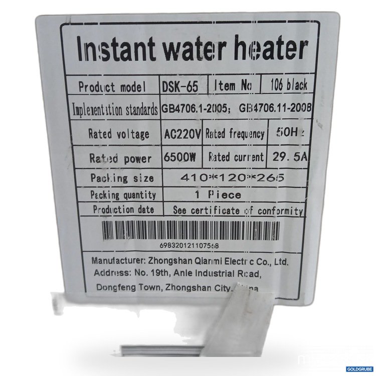 Artikel Nr. 974022: Instant Water Heater DSK-65 Black 