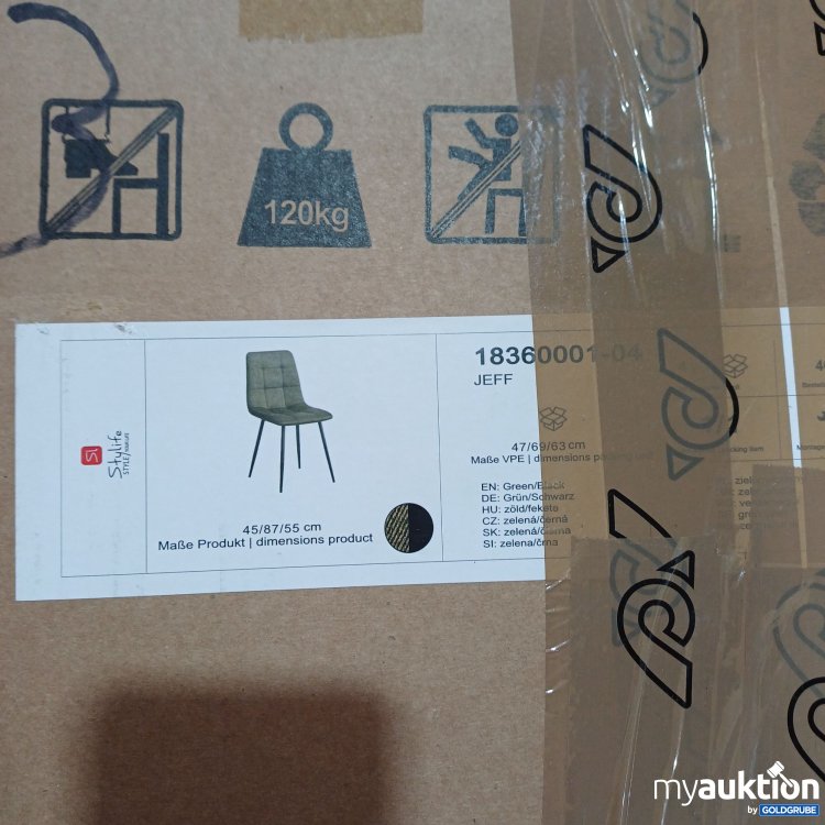 Artikel Nr. 961023: Stylife Jeff Stuhl grün/schwarz 2er Set 18360001-04 