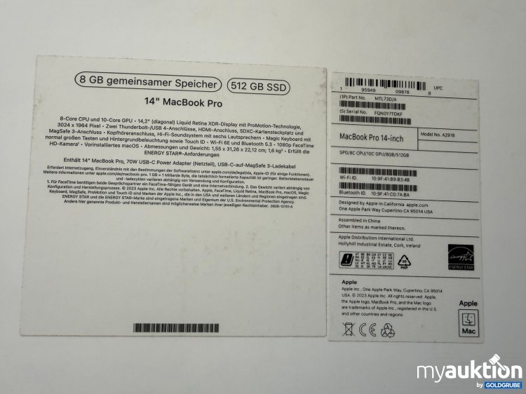 Artikel Nr. 522024: Mac Book Pro 14 Zoll 512 GB - Testgerät (wie neu)