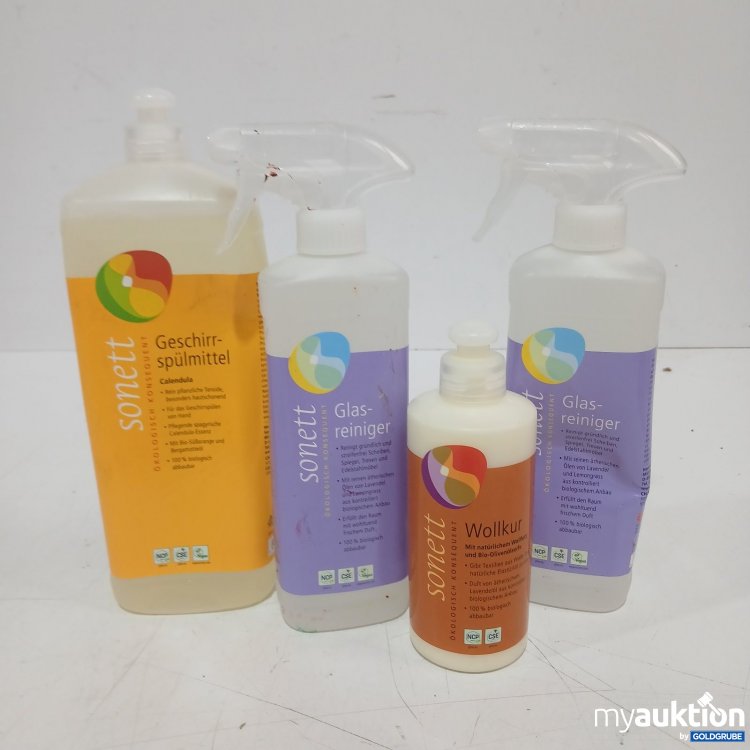 Artikel Nr. 472026: Sonett Geschirrspülmittel 1.000 ml, Glasreiniger 2 x 500 Wollkur 250 ml