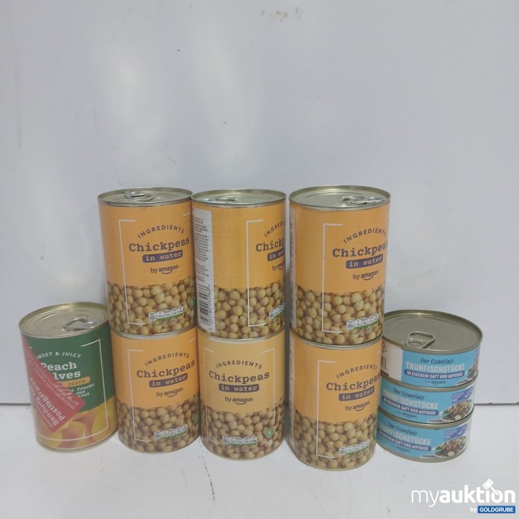 Artikel Nr. 479026 Artikel Nr. 479026: Chickpeas in water amazon 6x400g, Thunfischstücke by amazon 3x145g, sweet and juicy peach 411g