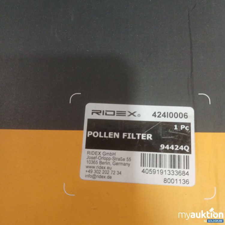 Artikel Nr. 987026 Artikel Nr. 987026: Ridex Pollen Filter Innenraumfilter 1stk