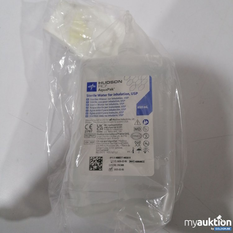 Artikel Nr. 891027: Medline Hudson Aquapak Steriles Wasser zum Inhalieren 650ml
