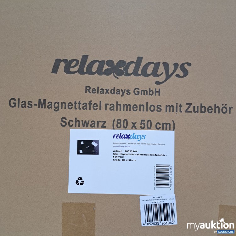Artikel Nr. 817028 Artikel Nr. 817028: Relax days Glas Magnettafel rahmenlos mit Zubehör schwarz, 80x50 cm, Art.Nr, 10022749