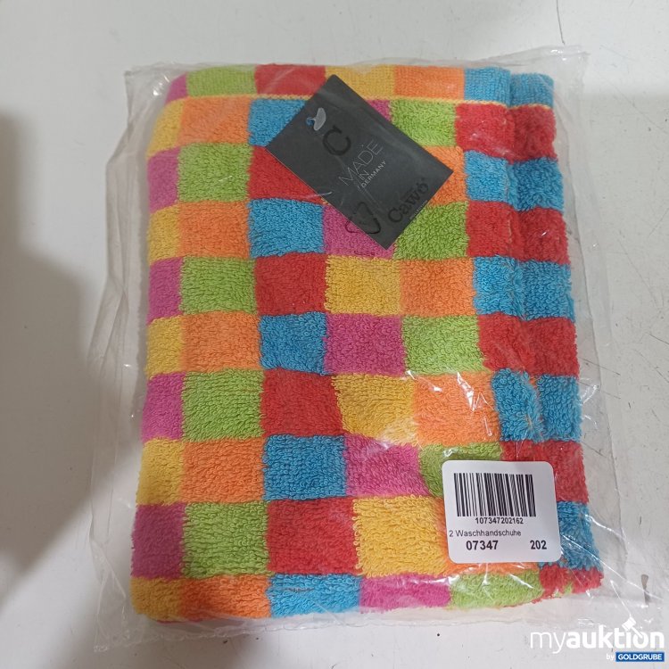 Artikel Nr. 932029 Artikel Nr. 932029: Cawö-Serie „Lifestyle Karo 7017“, 2er-Pack Waschhandschuhe, Multicolor