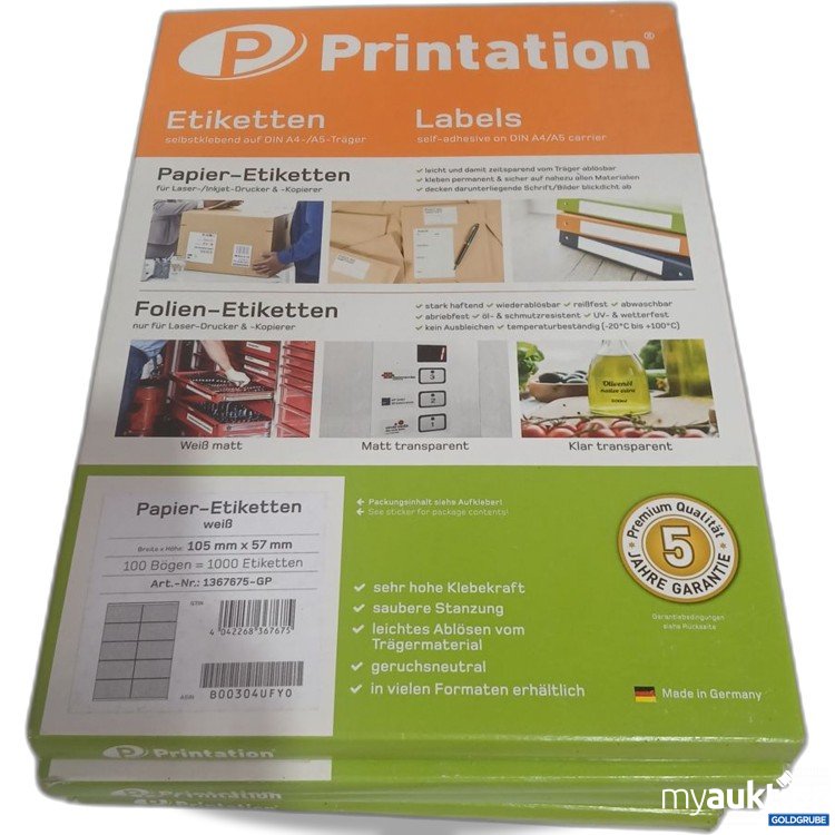Artikel Nr. 994029 Artikel Nr. 994029: Printation Etiketten Papier-Etiketten 100 Bögen 105mm x 57mm 7Pack