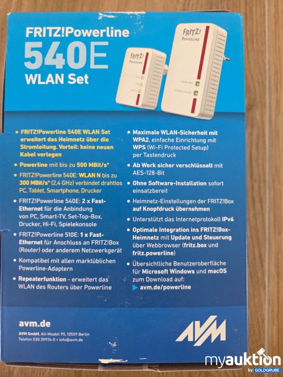 Artikel Nr. 927033 Artikel Nr. 927033: Fritz! Powerline 540E WLAN Set