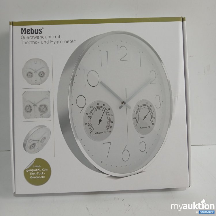 Artikel Nr. 447035: Mebus Quarzwanduhr mit Thermo- und Hygrometer 