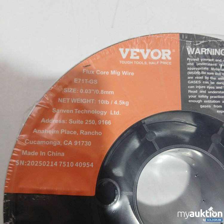 Artikel Nr. 523036: VEVOR Tough Tools Fülldraht , Half Price Flux Core Mig Wire size: 0.03"/0.8mm 