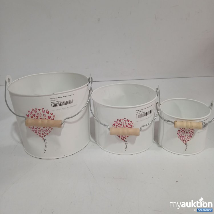 Artikel Nr. 956037: Metall-Henkel-Pflanzer "Ballon" rund weiß 3tlg. 