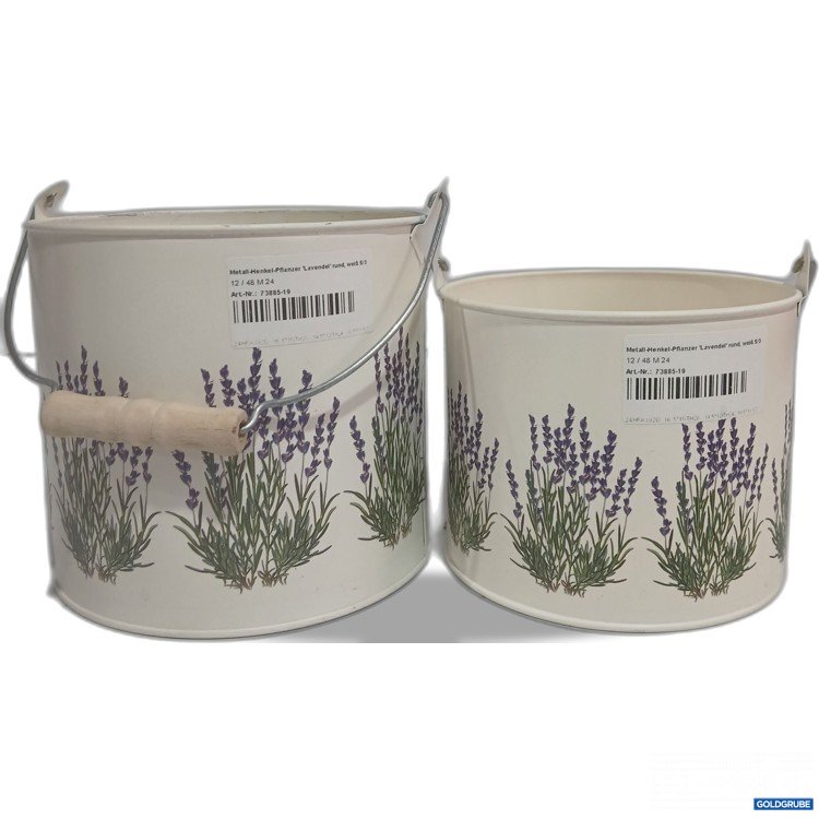 Artikel Nr. 956038: Metall-Henkel-Pflanzer "Lavendel" rund weiß 2tlg. 
