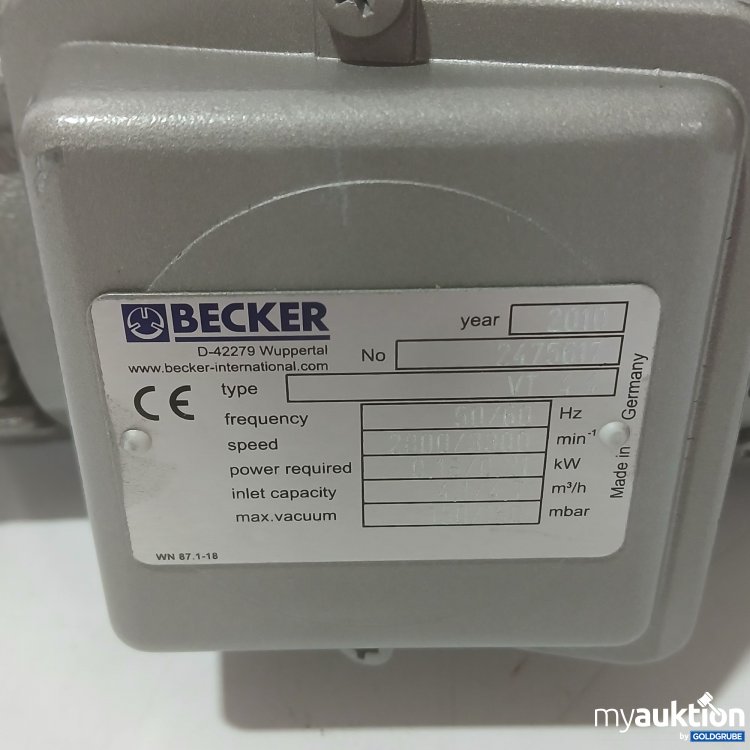 Artikel Nr. 980041 Artikel Nr. 980041: Becker VT 4.4 Vakuumpumpe