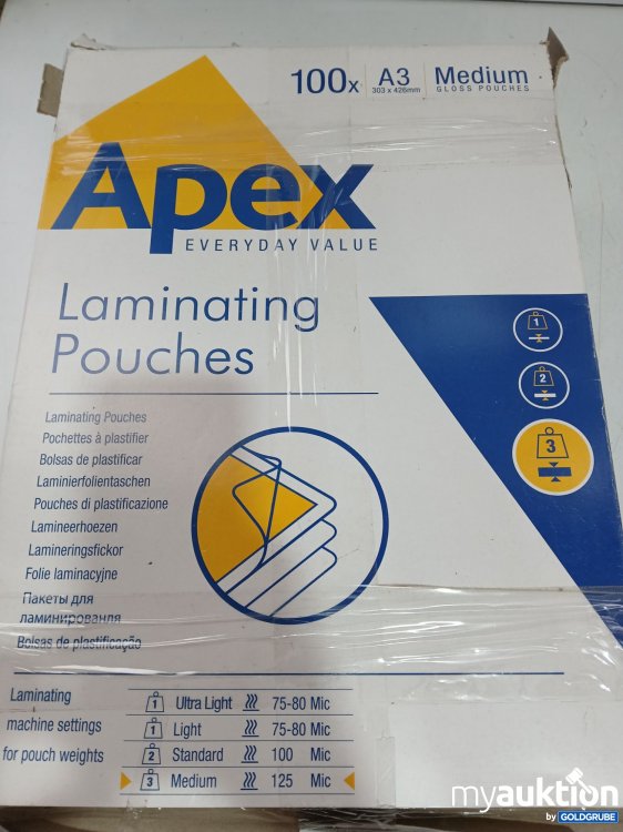Artikel Nr. 998041: Apex Laminating Pouches Medium A3 100x