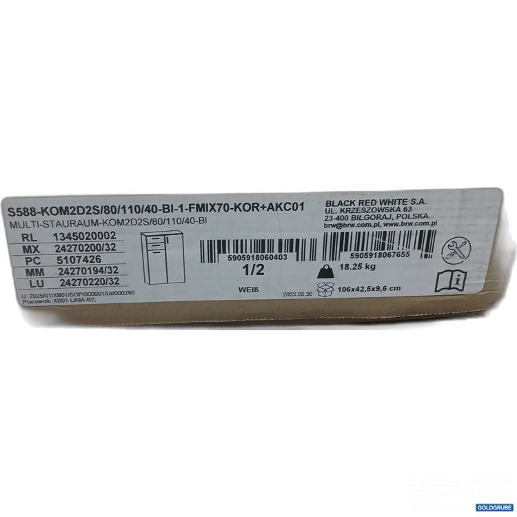 Artikel Nr. 958042: Multi-Stauraum Kommode weiß S588-KOM2D2S/80/11/40BI-FMIX70-KOR+AKC01 