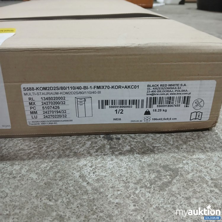 Artikel Nr. 958042: Multi-Stauraum Kommode weiß S588-KOM2D2S/80/11/40BI-FMIX70-KOR+AKC01 