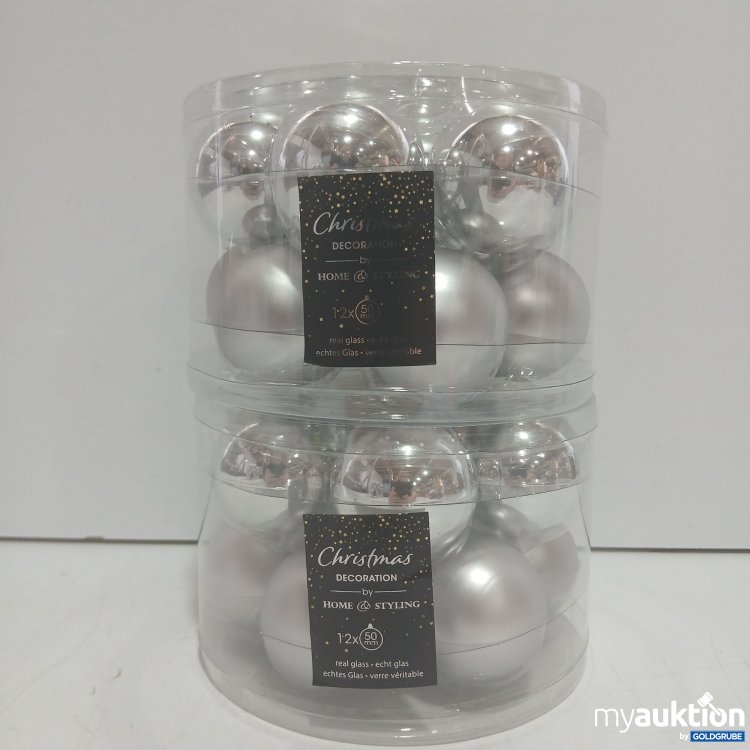 Artikel Nr. 940045: Christmas Decoration Glas-Kugeln silber 24x
