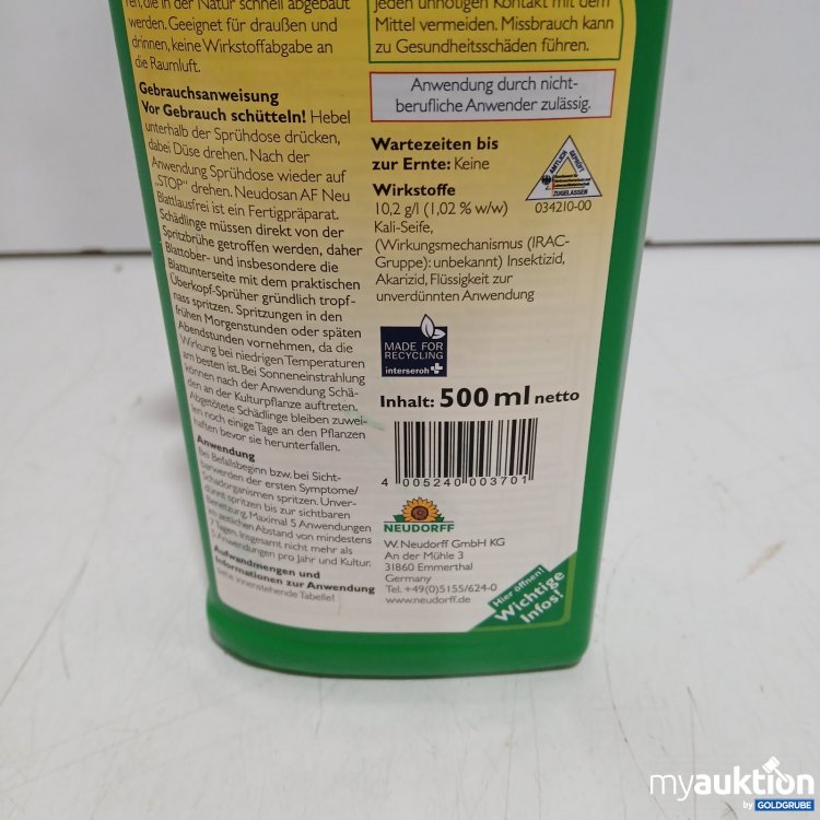 Artikel Nr. 464047 Artikel Nr. 464047: Neudorff Neudosan AF Neu Blattlausfrei 500 ml Sprühflasche