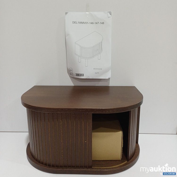 Artikel Nr. 897047: Nachttisch mit geriffelter Front und Schiebetür, dunkel braun, ca.50x30cm