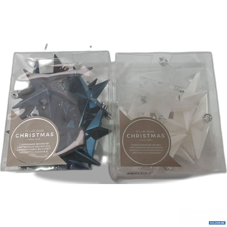 Artikel Nr. 980047 Artikel Nr. 980047: Weihnachtsdekoration Sterne Weis/Glitzer & Blau je 12Stk