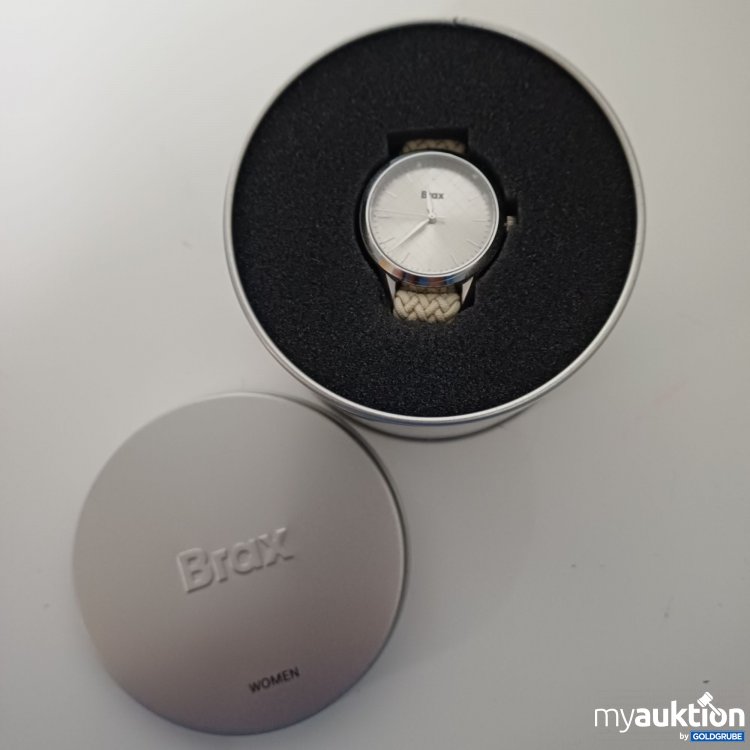 Artikel Nr. 917048: Brax Armbanduhr, silberfarbenes Zifferblatt, geflochtenes helles Armband