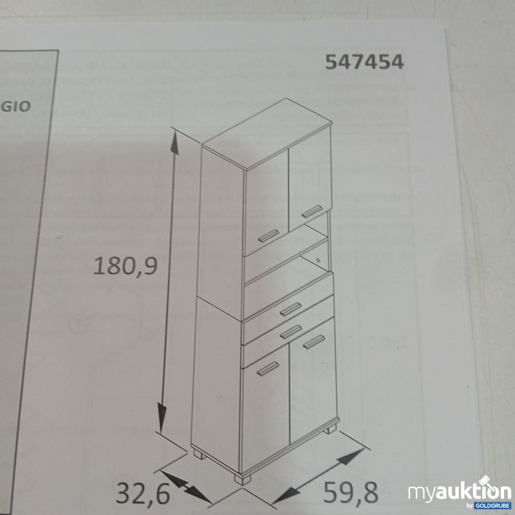 Artikel Nr. 987051 Artikel Nr. 987051: Schildmeyer Hochschrank Katta 701977 weiß matt/Akustikpaneel 59.8x32,6x180.9cm