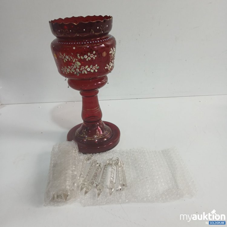 Artikel Nr. 876053: Glas Vase mit Glasanhängern ca. 37cm 