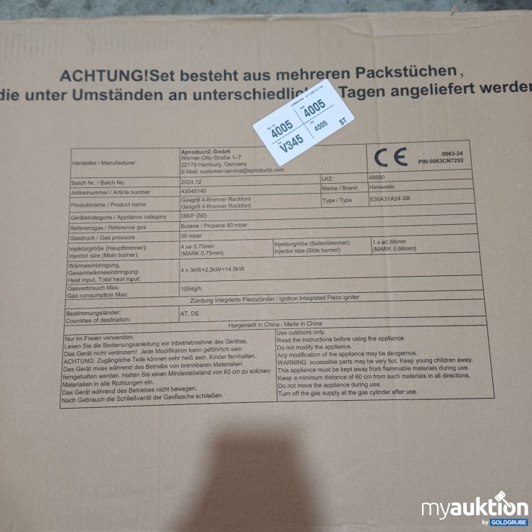 Artikel Nr. 961053: Hanseatic Gasgrill 4-Brenner Rockford E30A31A24-SB 