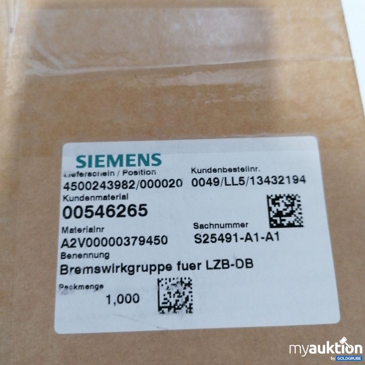 Artikel Nr. 885054: Siemens Bremswirkgruppe LZB-DB  S25491-A1-A1