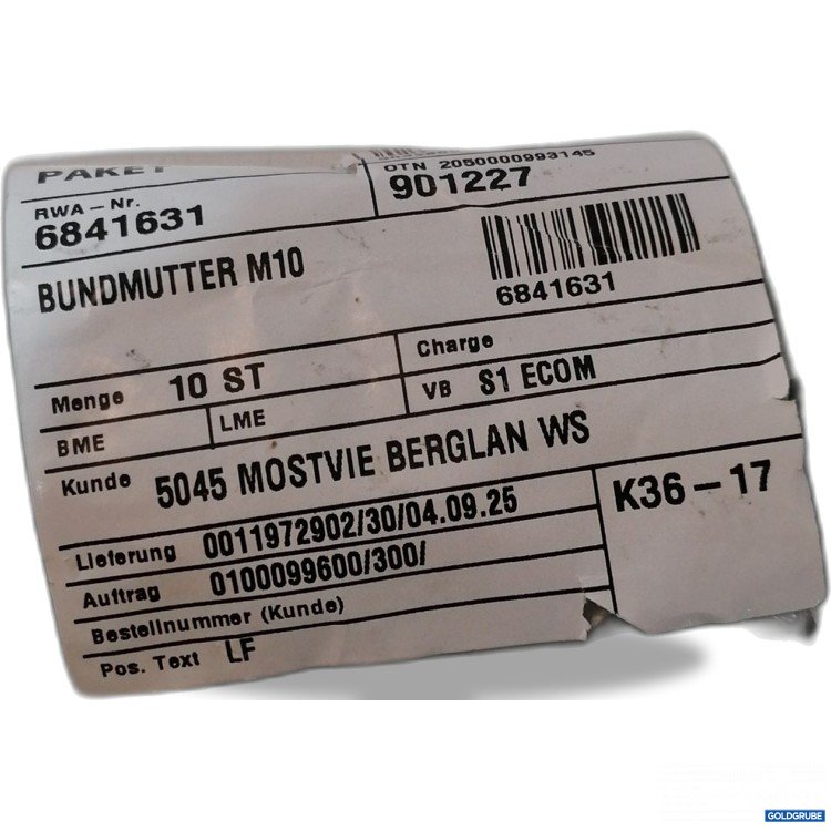 Artikel Nr. 950060: Bundmutter M10  K36-17