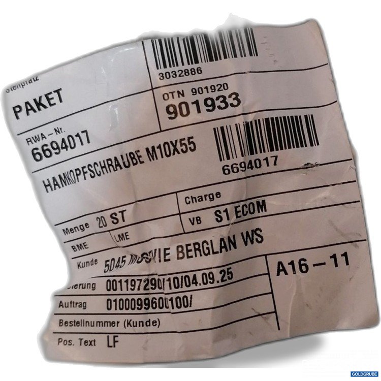 Artikel Nr. 950061: Hamkopfschraube M10X55 20Stk