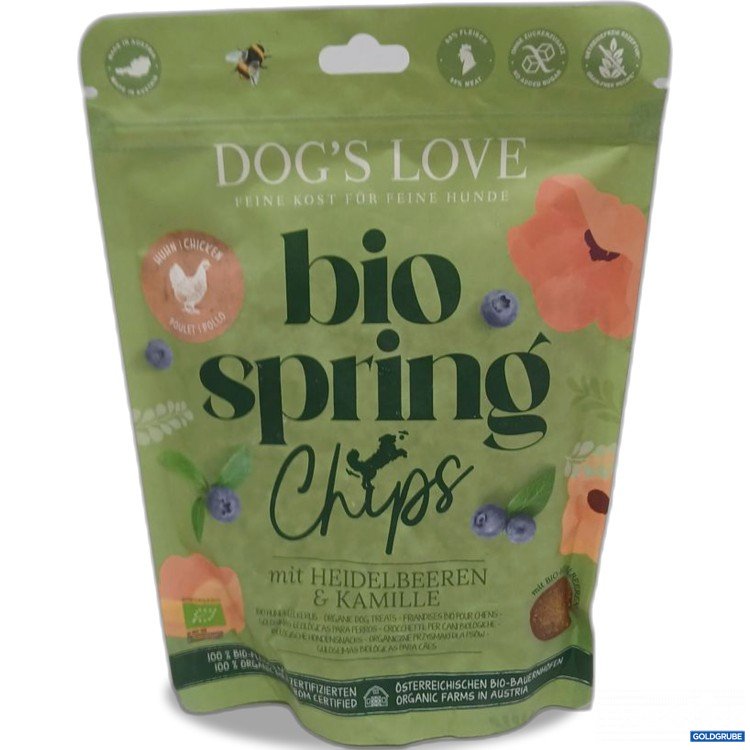 Artikel Nr. 968063 Artikel Nr. 968063: DOG'S LOVE bio spring Chips mit Heidelbeeren & Kamillex150g