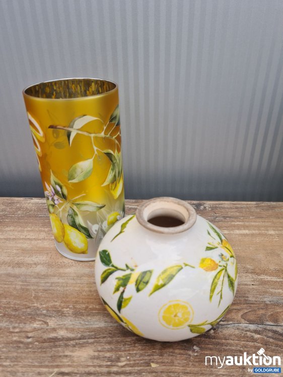 Artikel Nr. 935066: Vase und Dekolicht Zitronen 